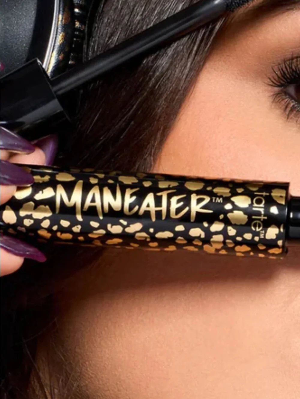 tarte Maneater Mascara – Black with Gold Leopard Print Tube in Black Brand New